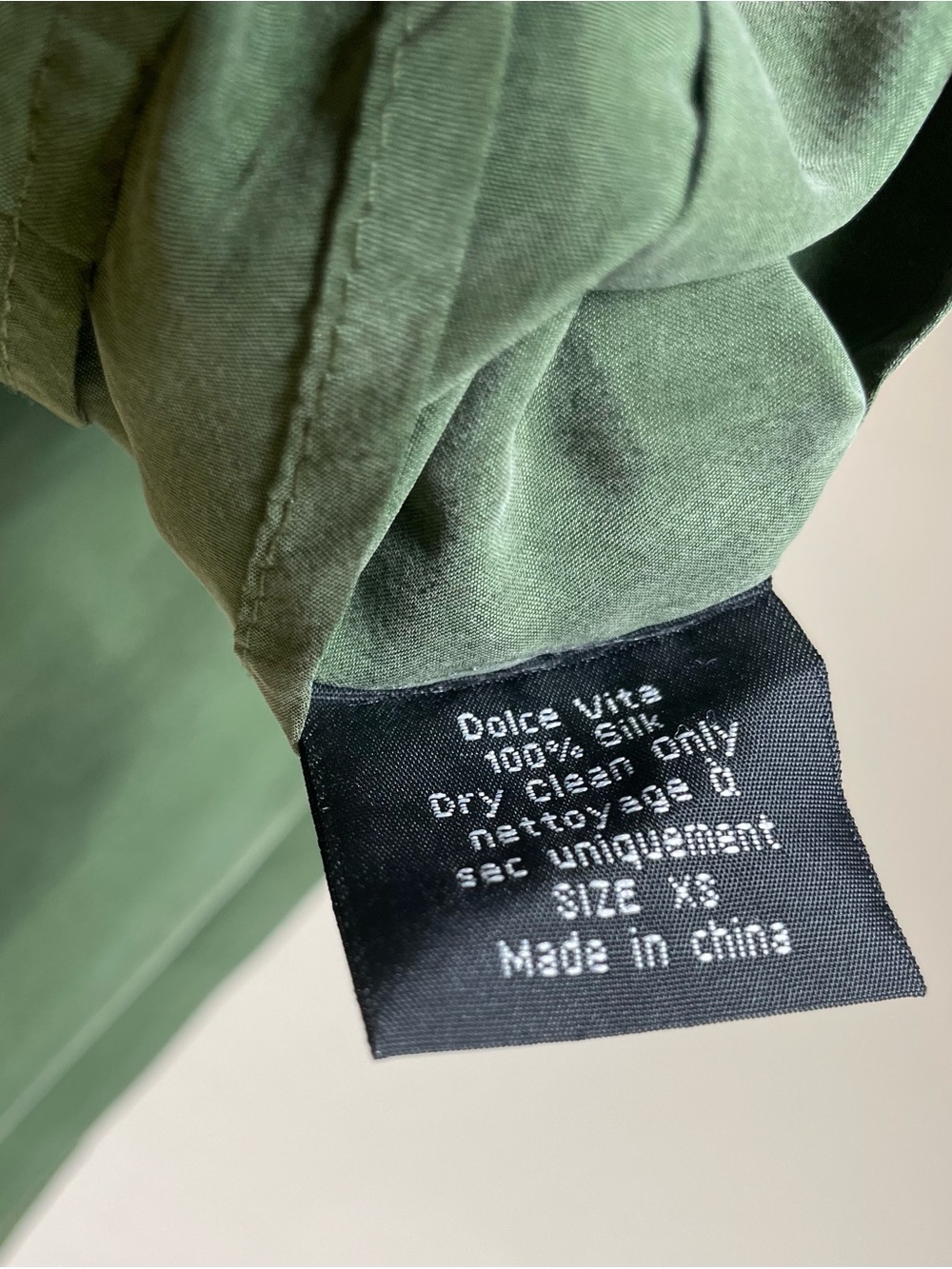 Dolce Vita 100% Silk Olive Green Sleeveless Gathered-Waist Mini Dress | Size XS - Picture 4 of 8